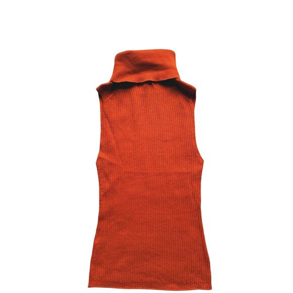 Sezane Yohan Jumper Sleeveless Turtleneck Sweater XS Tangerine Orange Luxury - Picture 6 of 8